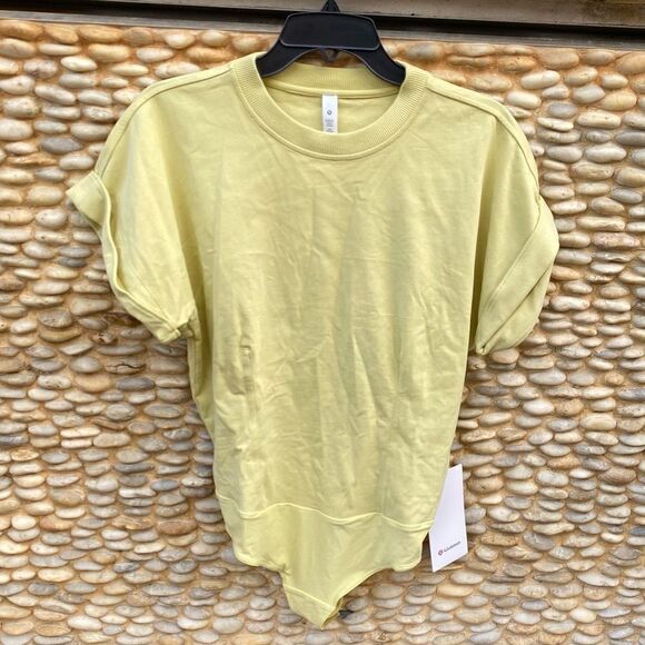 Lululemon Heavyweight Cotton T-Shirt Bodysuit. Pale Yellow. Size Large. NWT - Picture 7 of 11